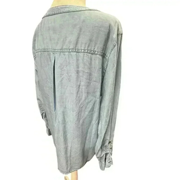 Christopher Banks  Blue Chambre Pullover 1/4 Button Up Long Sleeve Top Size M - Picture 6 of 16